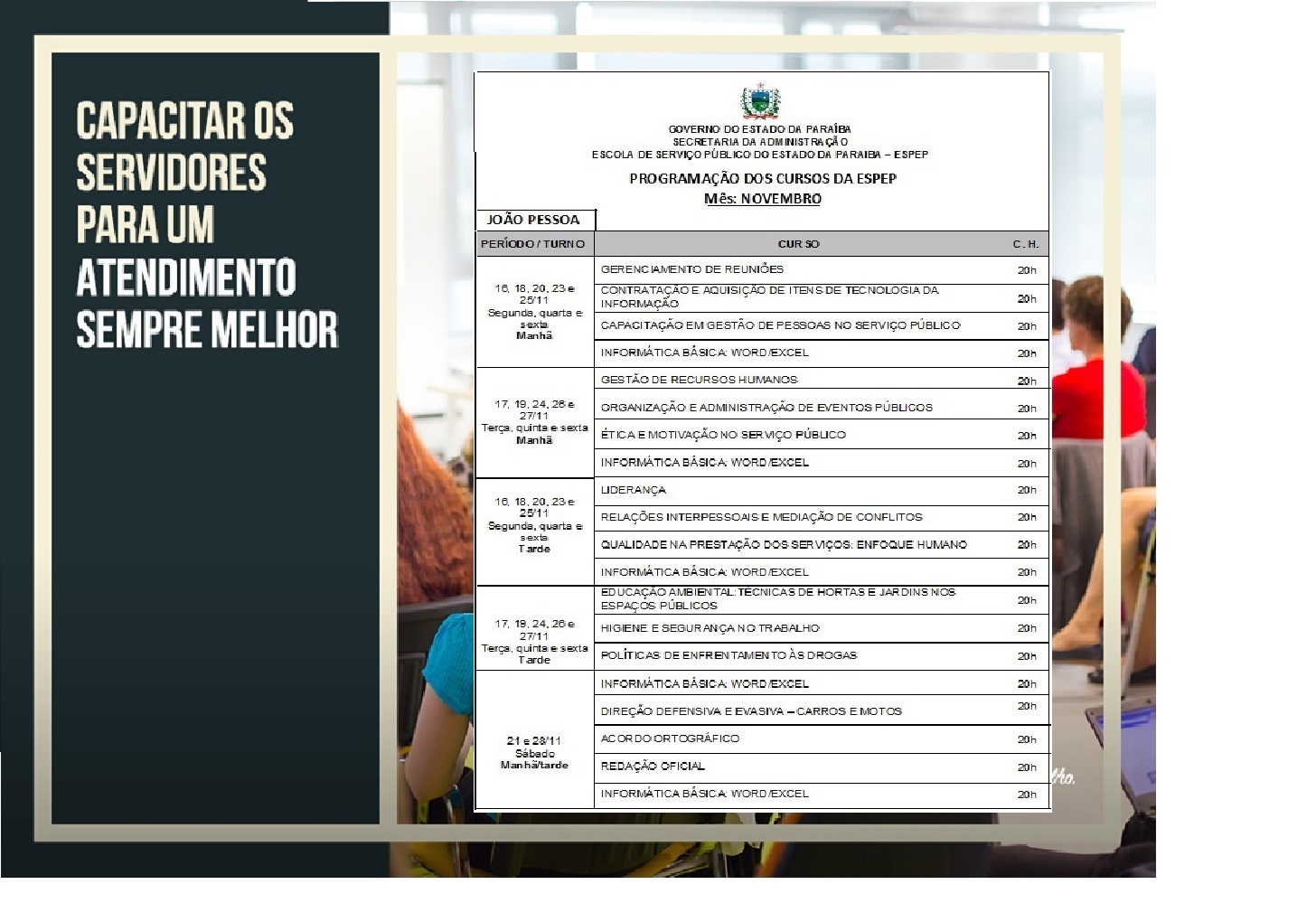 PROGRAMAÇÃO DE NOVEMBRO - JOÃO PESSOA