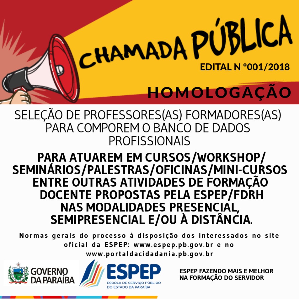 BANNER CHAMADA 001/18 HOMOLOGAÇÃO