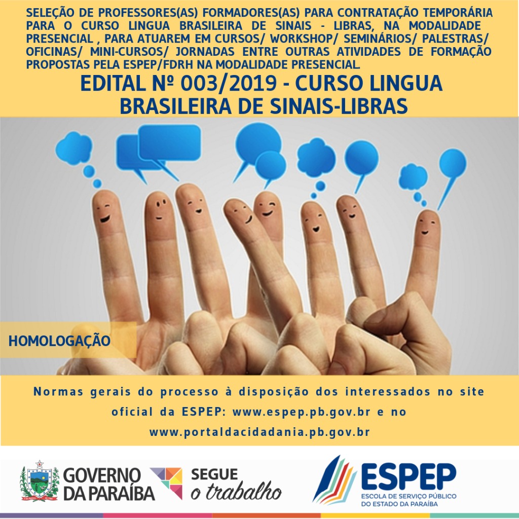 HOMOLOGAÇÃO EDITAL- 003-2019-LIBRAS