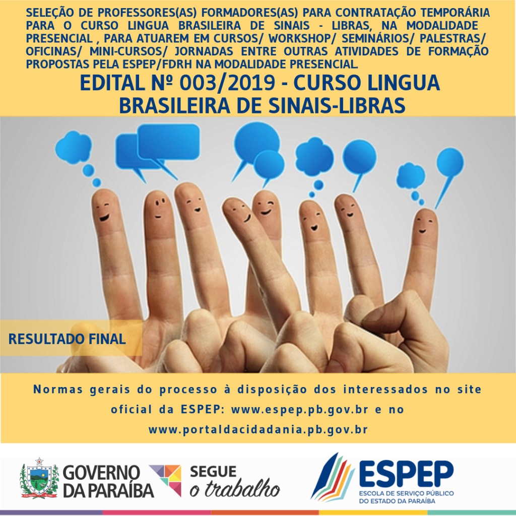 RESULTADO FINAL EDITAL- 003-2019-LIBRAS