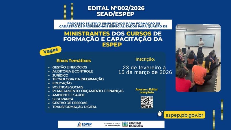 Espep abre inscrições para seleção de Ministrantes de cursos em 2026